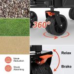 Navatiee Collapsible Folding Wagon, Beach Wagon Cart Heavy Duty Foldable with Big Wheels, Utility Grocery Wagon with Side Pocket and Brakes for Camping Garden Sports, T1 - Image 3